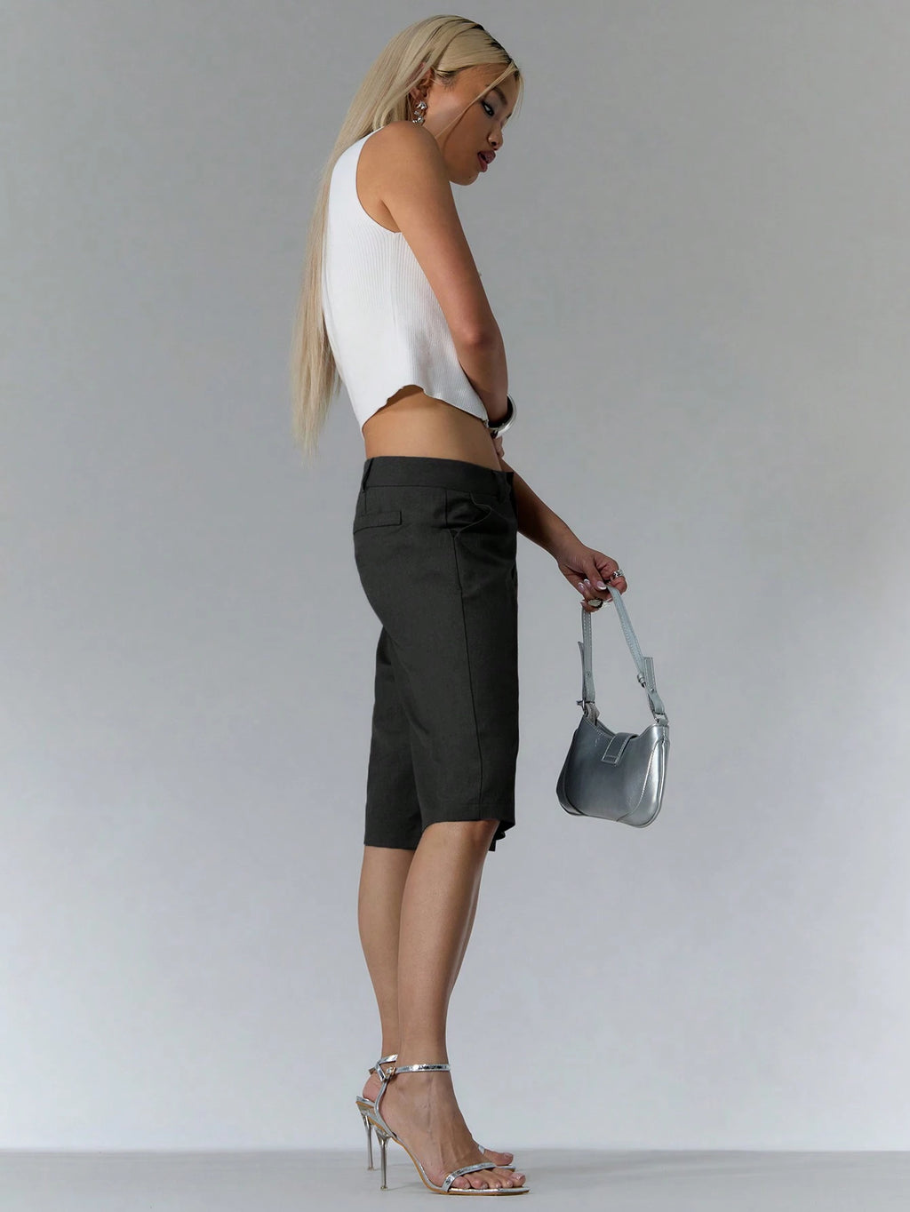 Black Tailored Longline Shorts