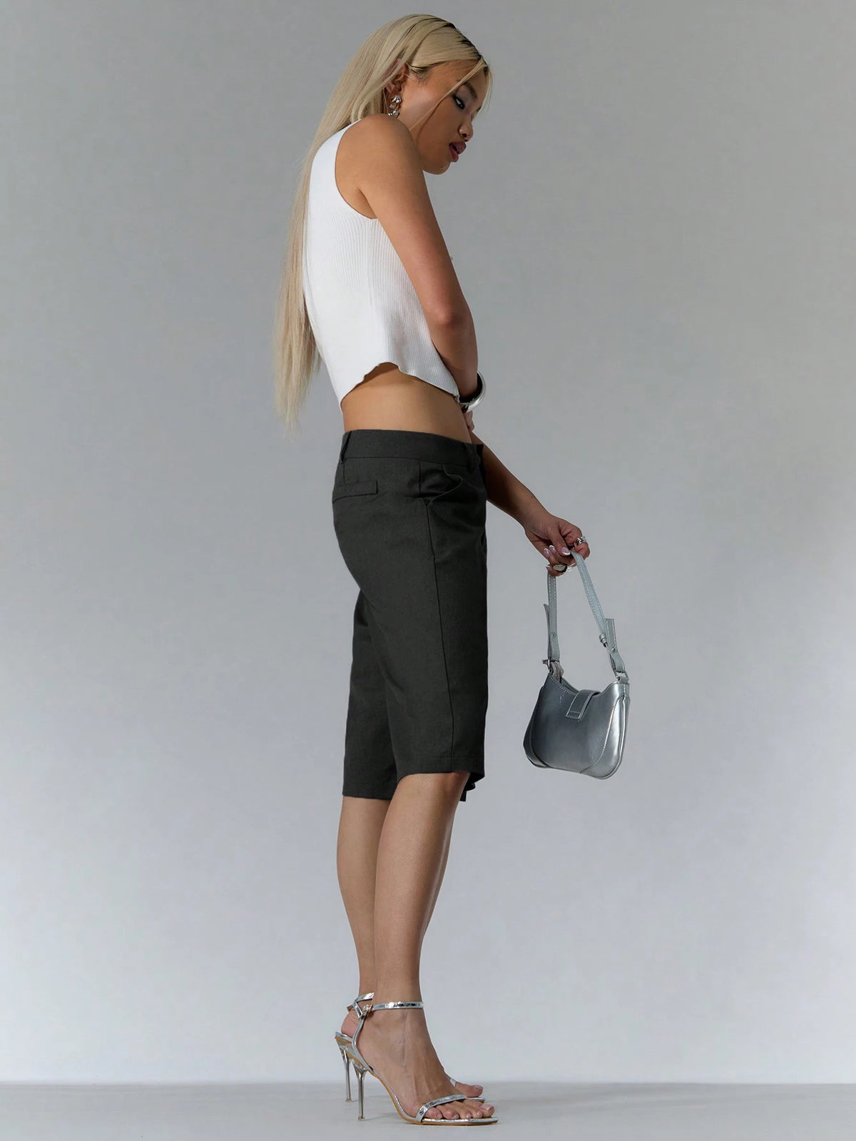 Black Tailored Longline Shorts