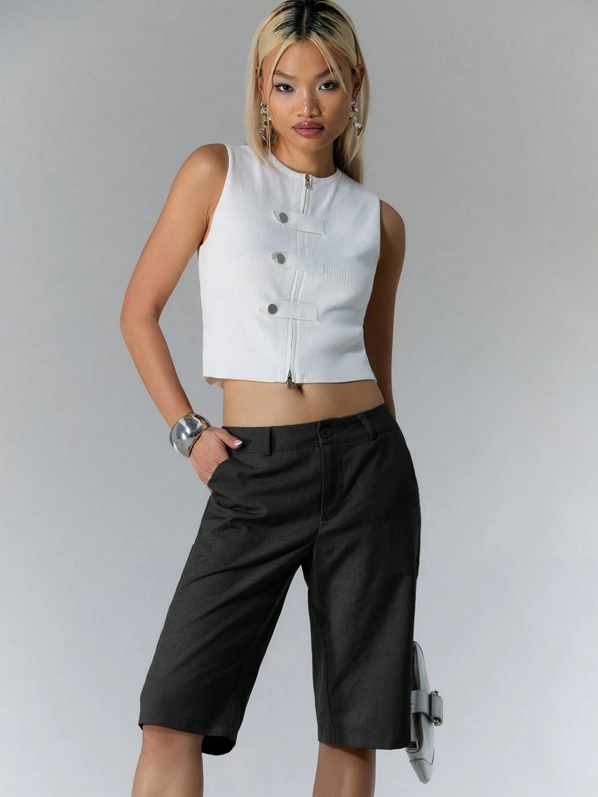 Black Tailored Longline Shorts