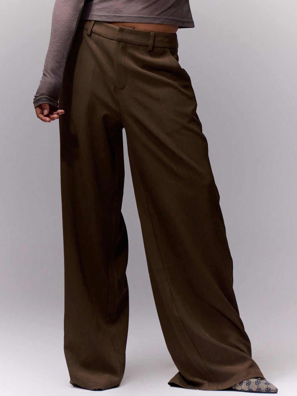 Dark Grey Loose Tailored Trousers