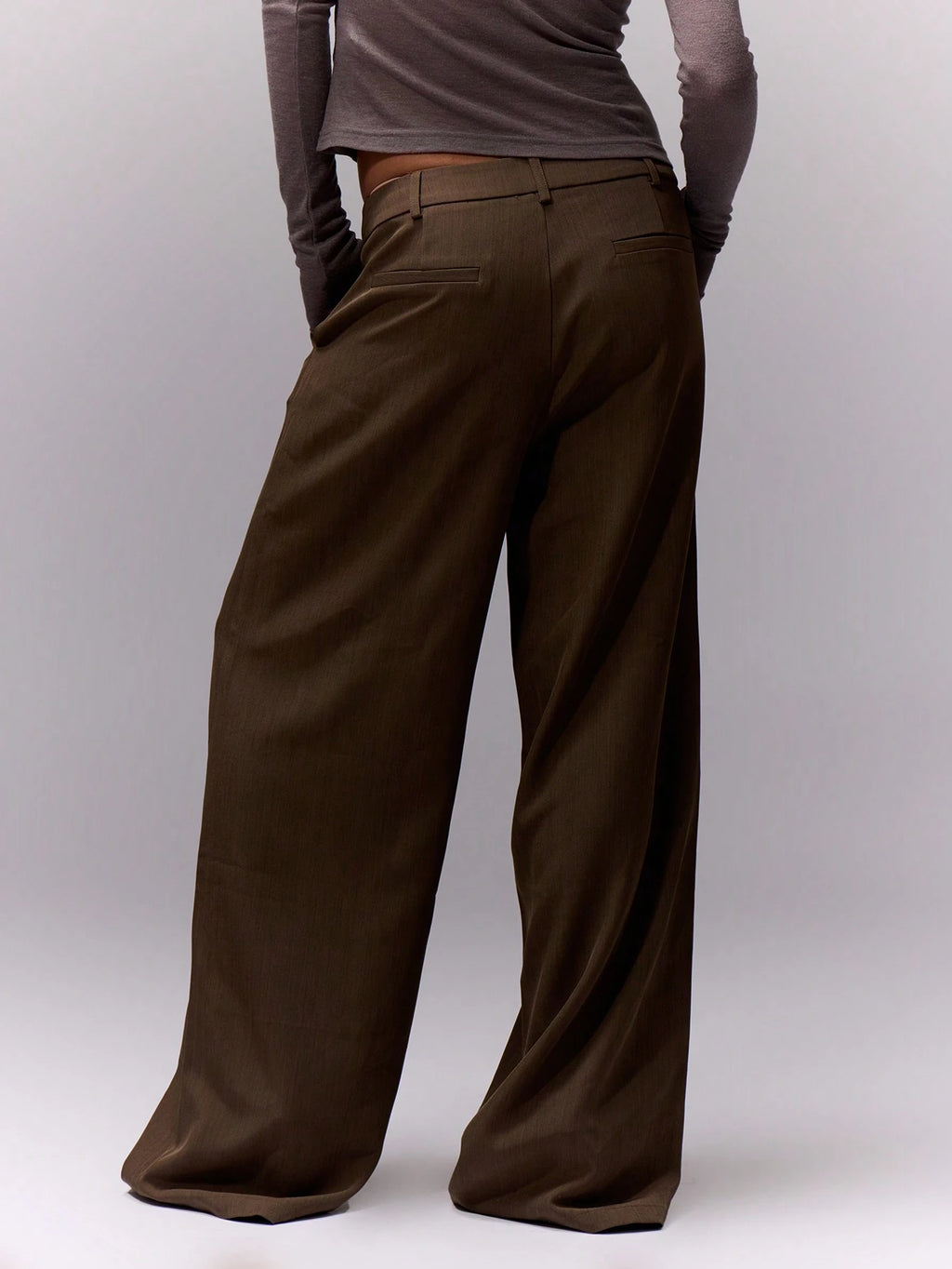 Dark Grey Loose Tailored Trousers