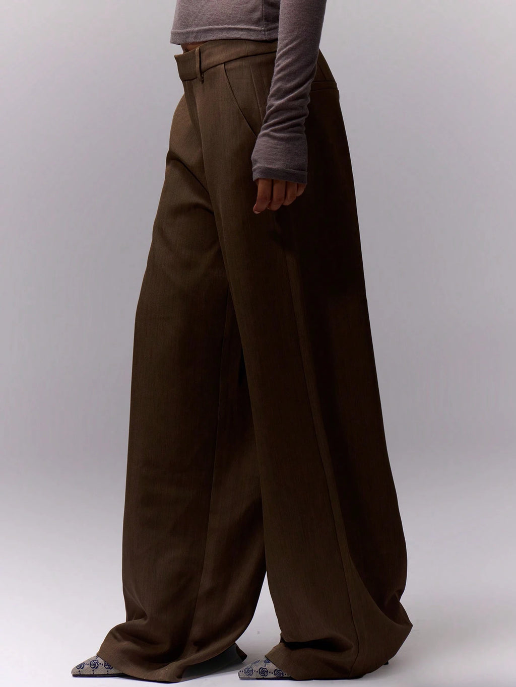 Dark Grey Loose Tailored Trousers