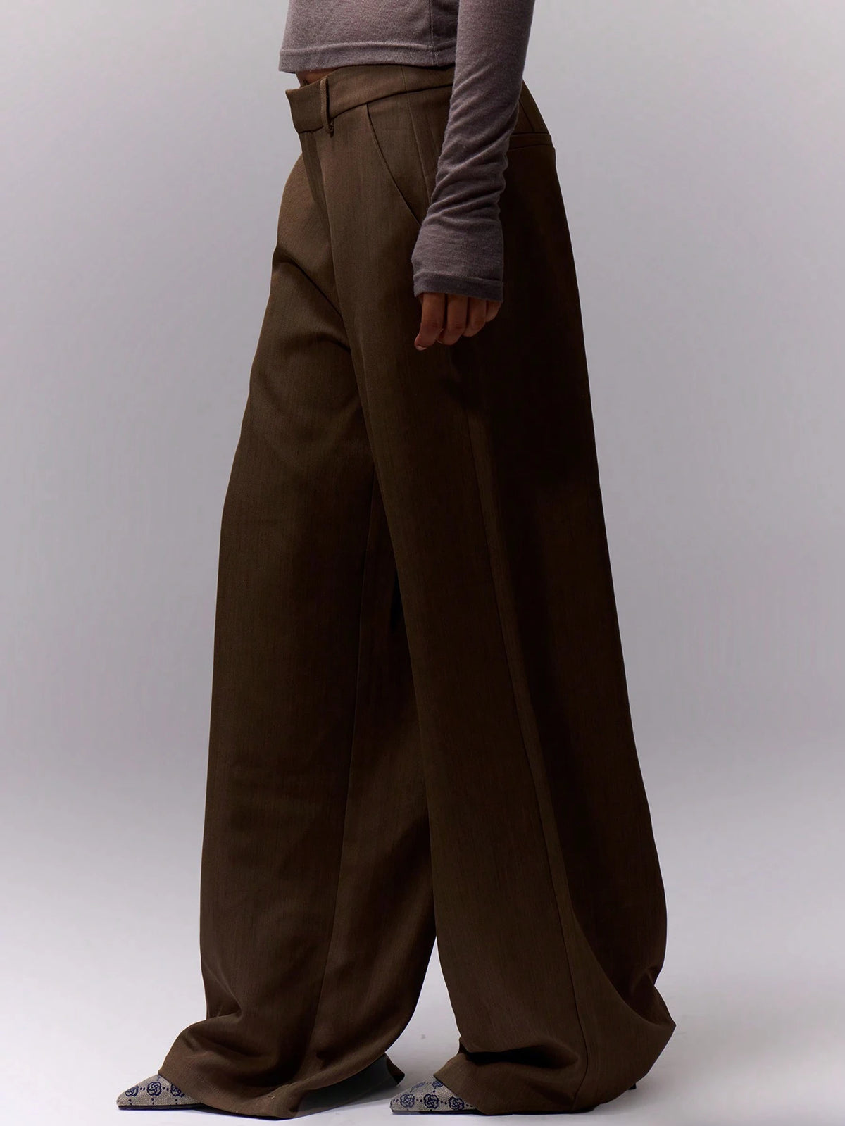 Dark Grey Loose Tailored Trousers