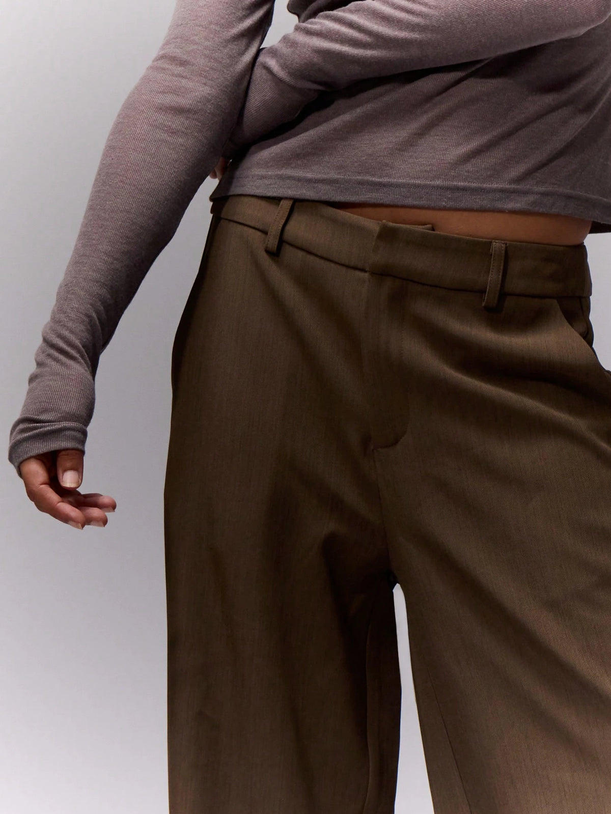 Brown Loose Tailored Trousers