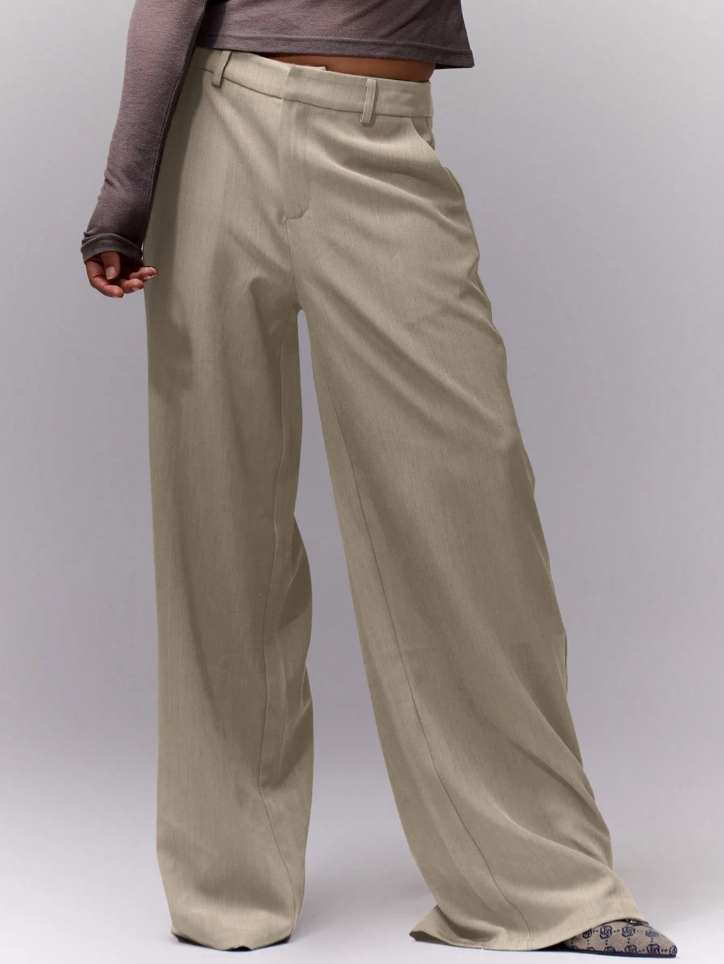 Stone Loose Tailored Trousers