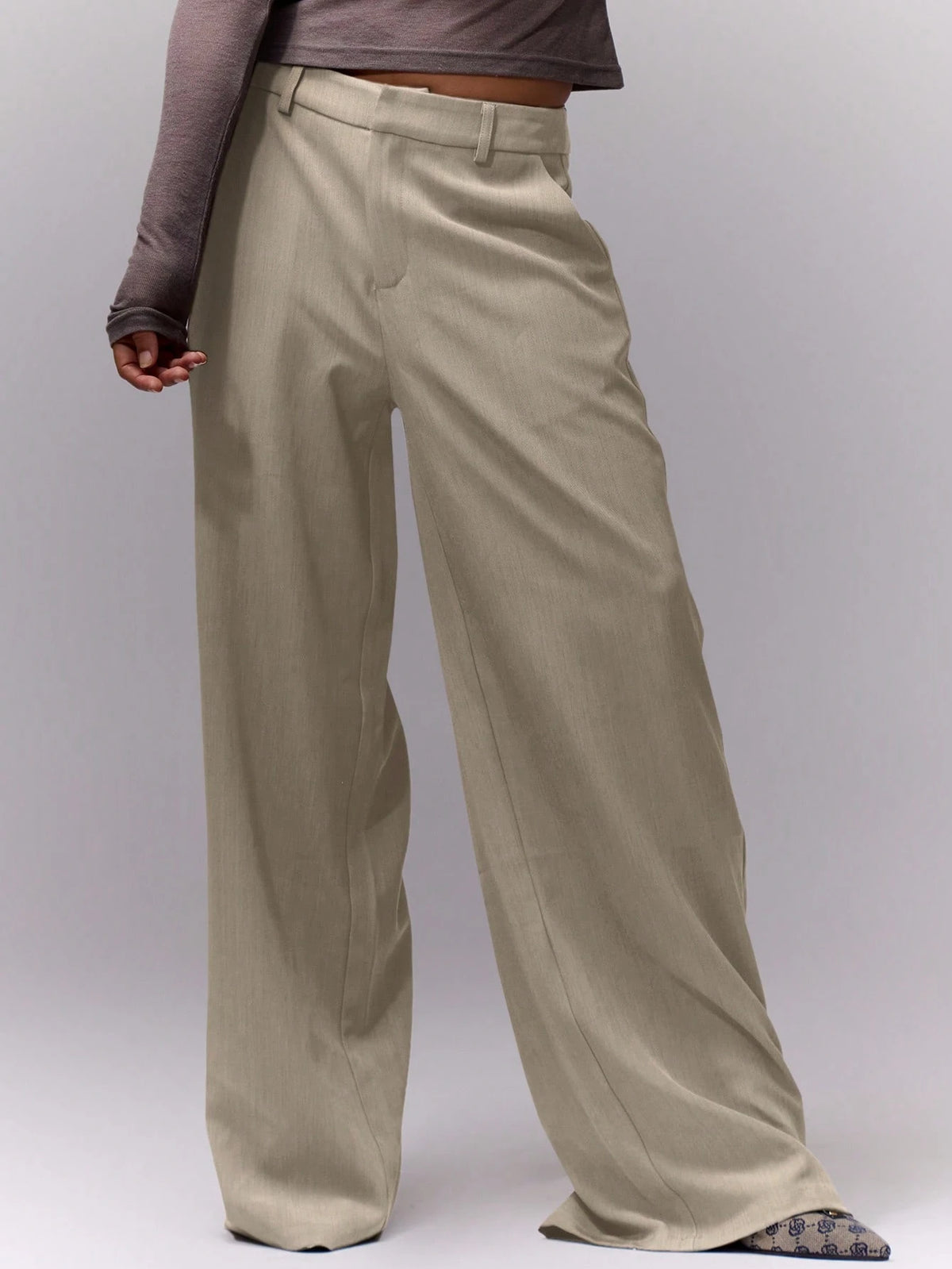 Stone Loose Tailored Trousers