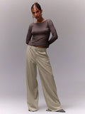 Beige Loose Tailored Trousers