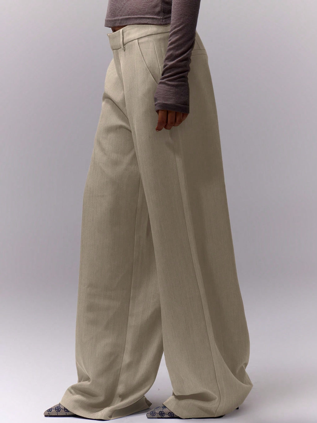 Stone Loose Tailored Trousers