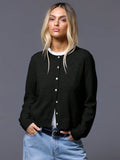 Black Knit Button Cardigan