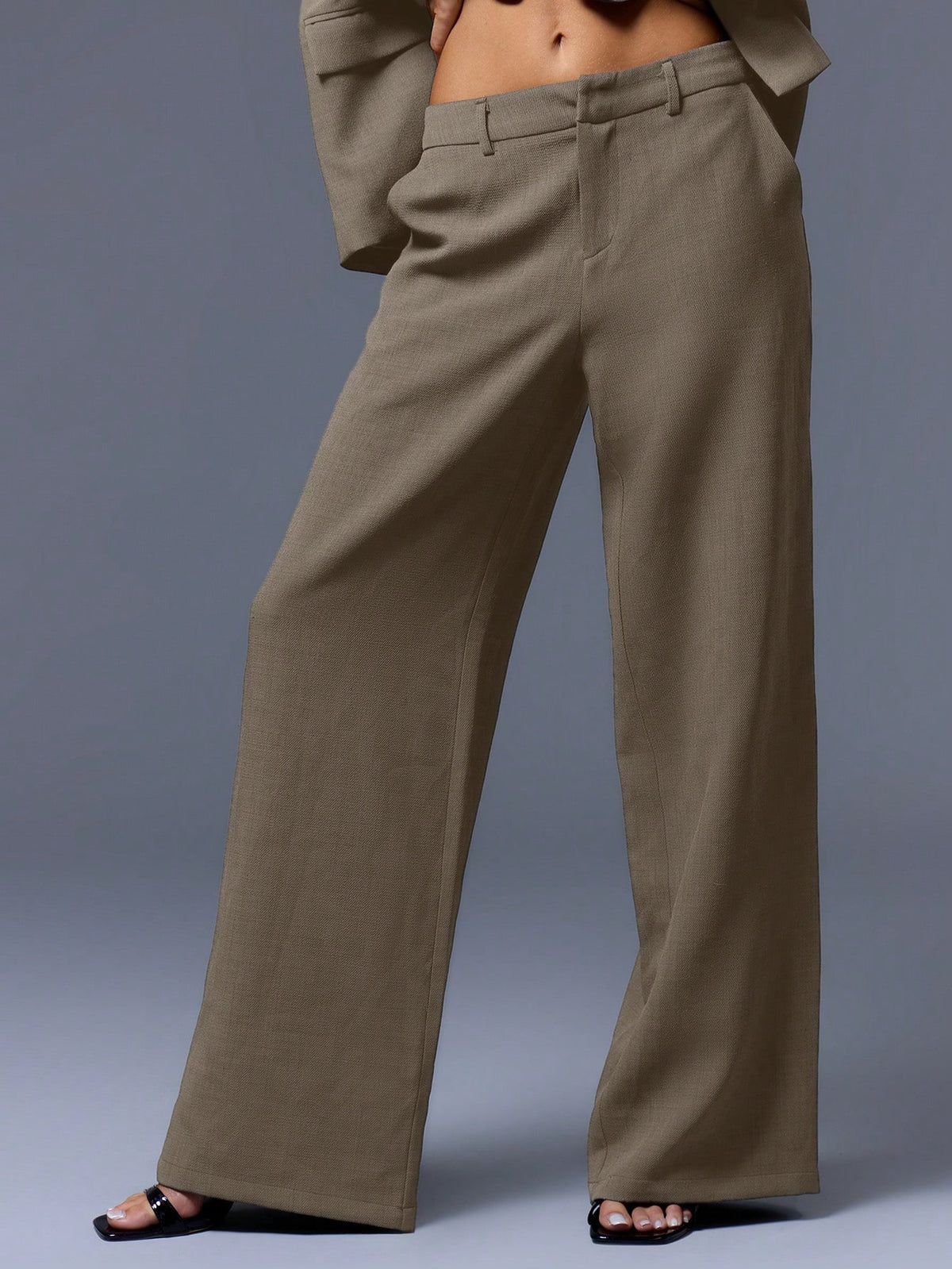 Khaki Low Rise Tailored Trousers