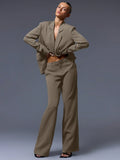 Khaki Low Rise Tailored Trousers