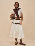 White Denim Midi Skirt
