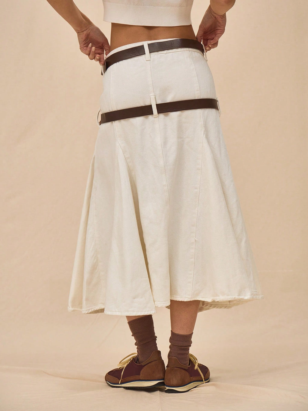 White Denim Midi Skirt