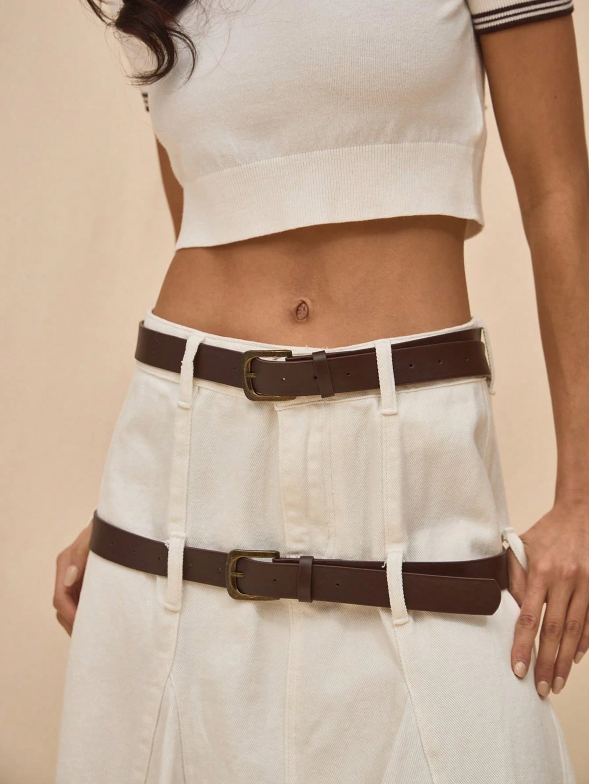 White Denim Midi Skirt