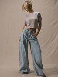 Blue Flare Leg Cotton Jeans