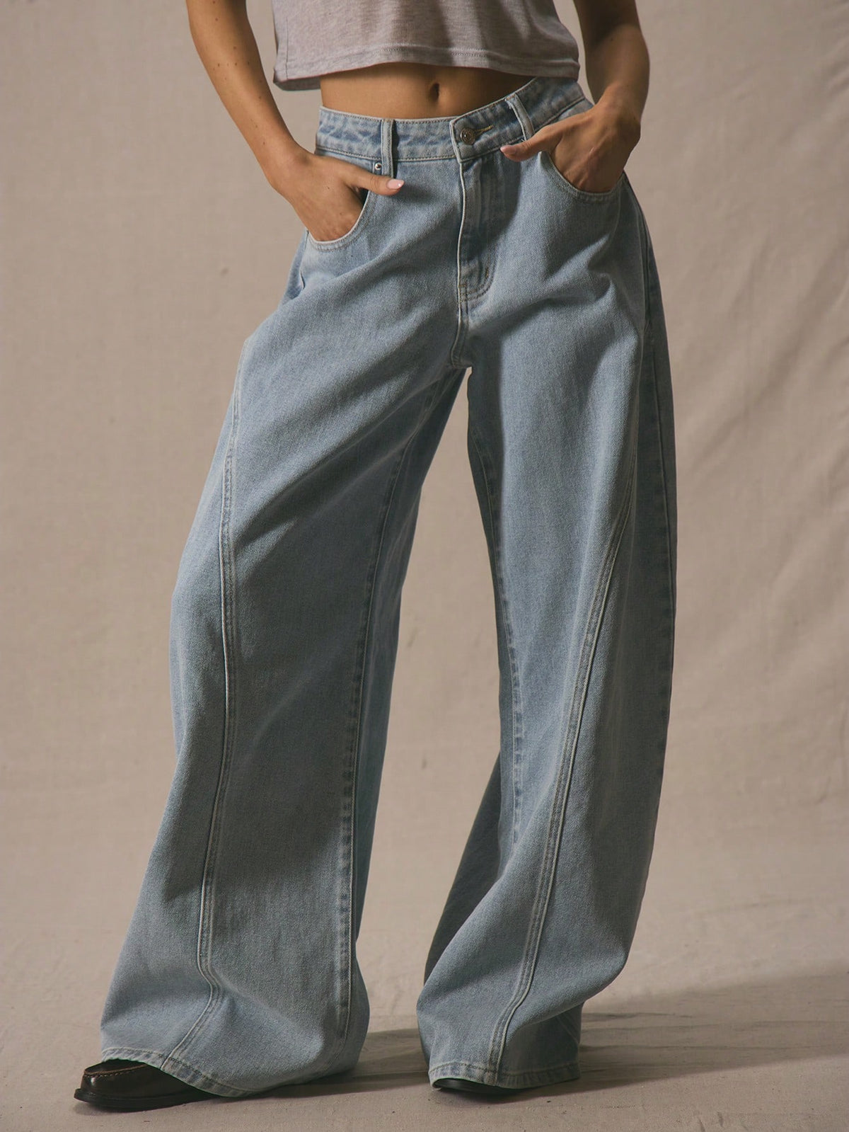 Blue Flare Leg Cotton Jeans