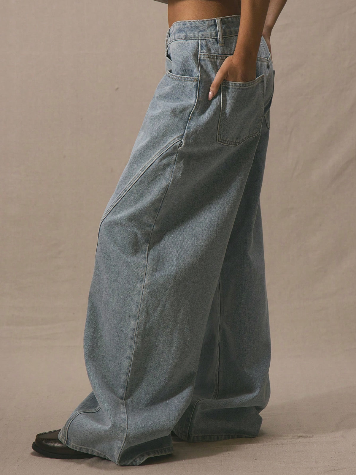 Blue Flare Leg Cotton Jeans