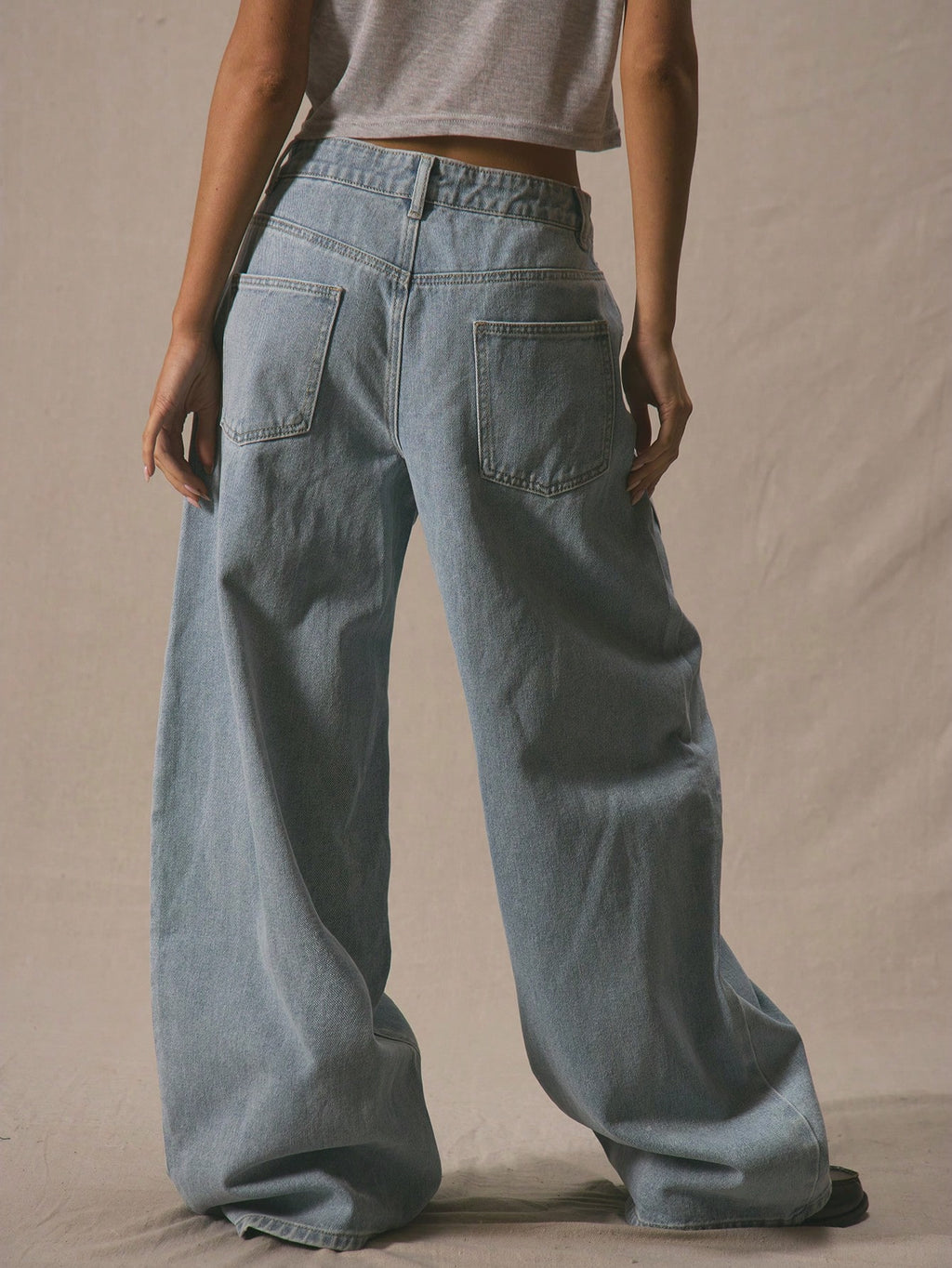Blue Flare Leg Cotton Jeans