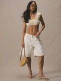 White Ultra Low Rise Denim Jorts