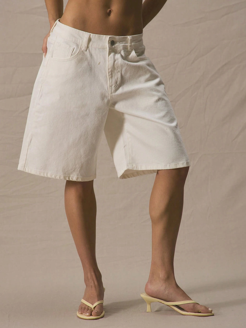 White Ultra Low Rise Denim Jorts