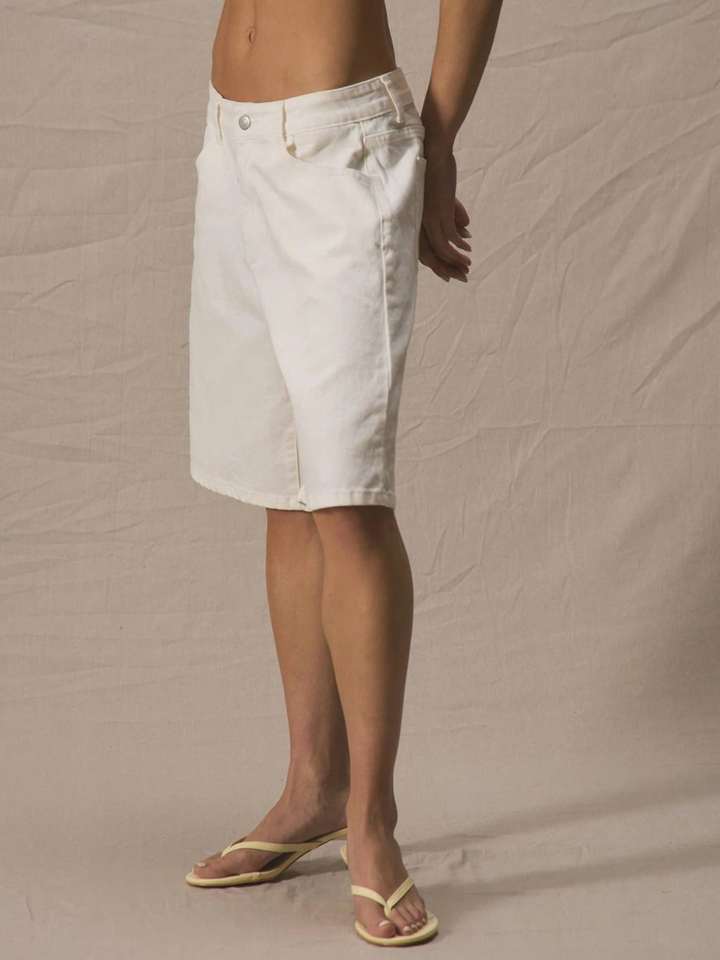White Ultra Low Rise Denim Jorts