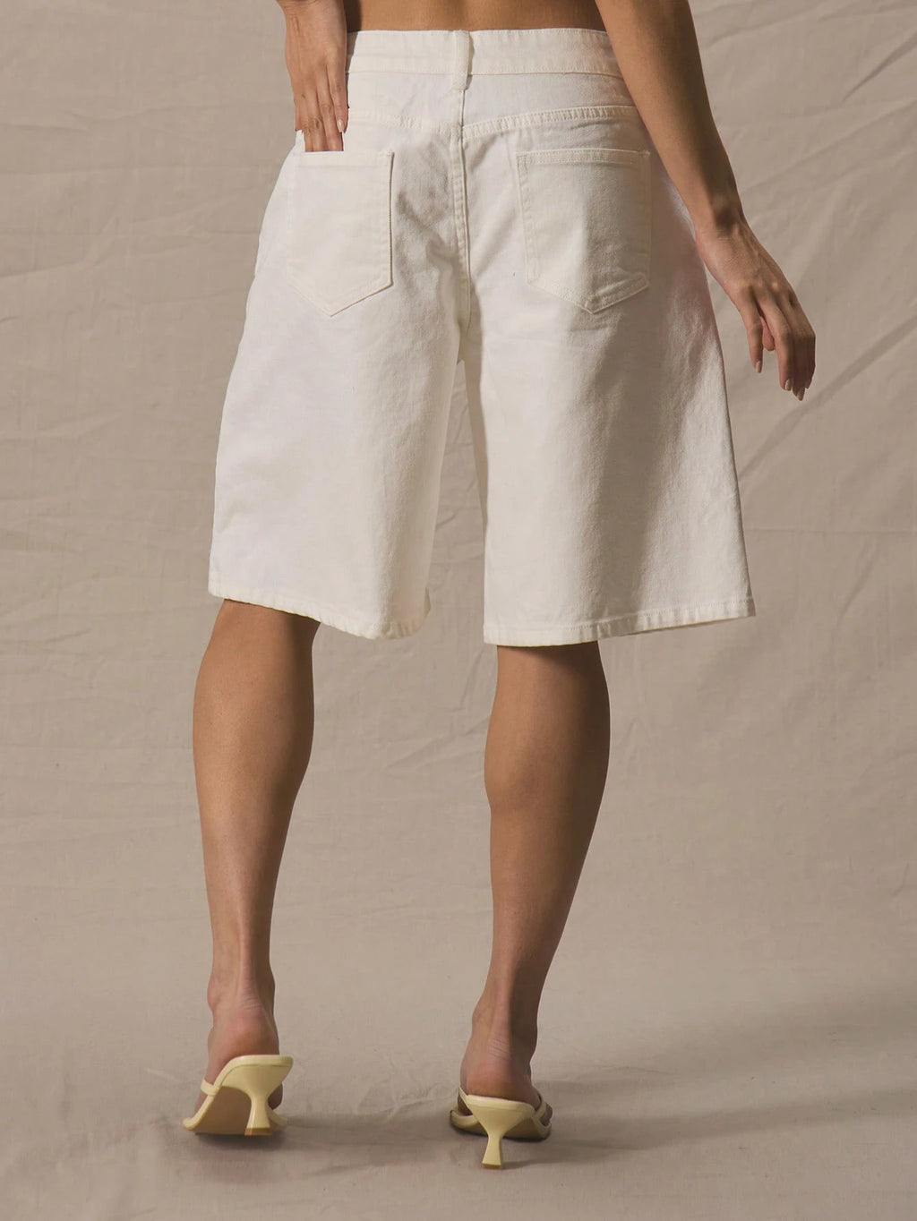 White Ultra Low Rise Denim Jorts