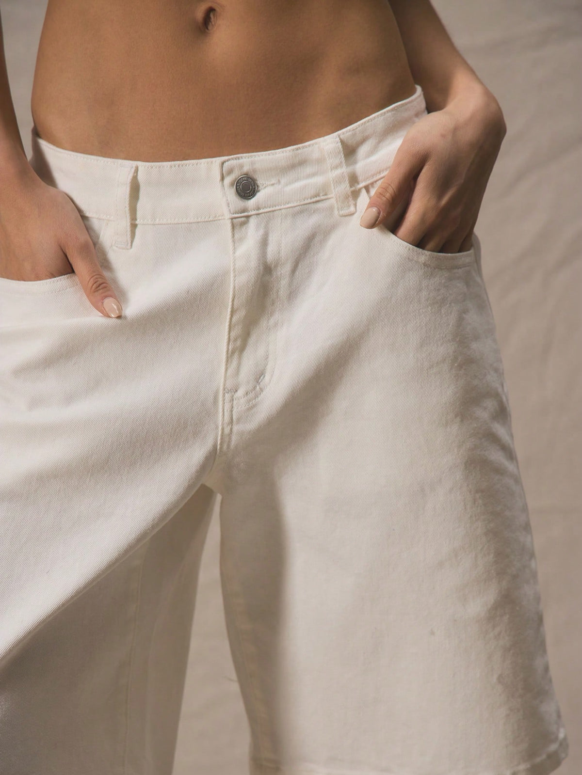 White Ultra Low Rise Denim Jorts