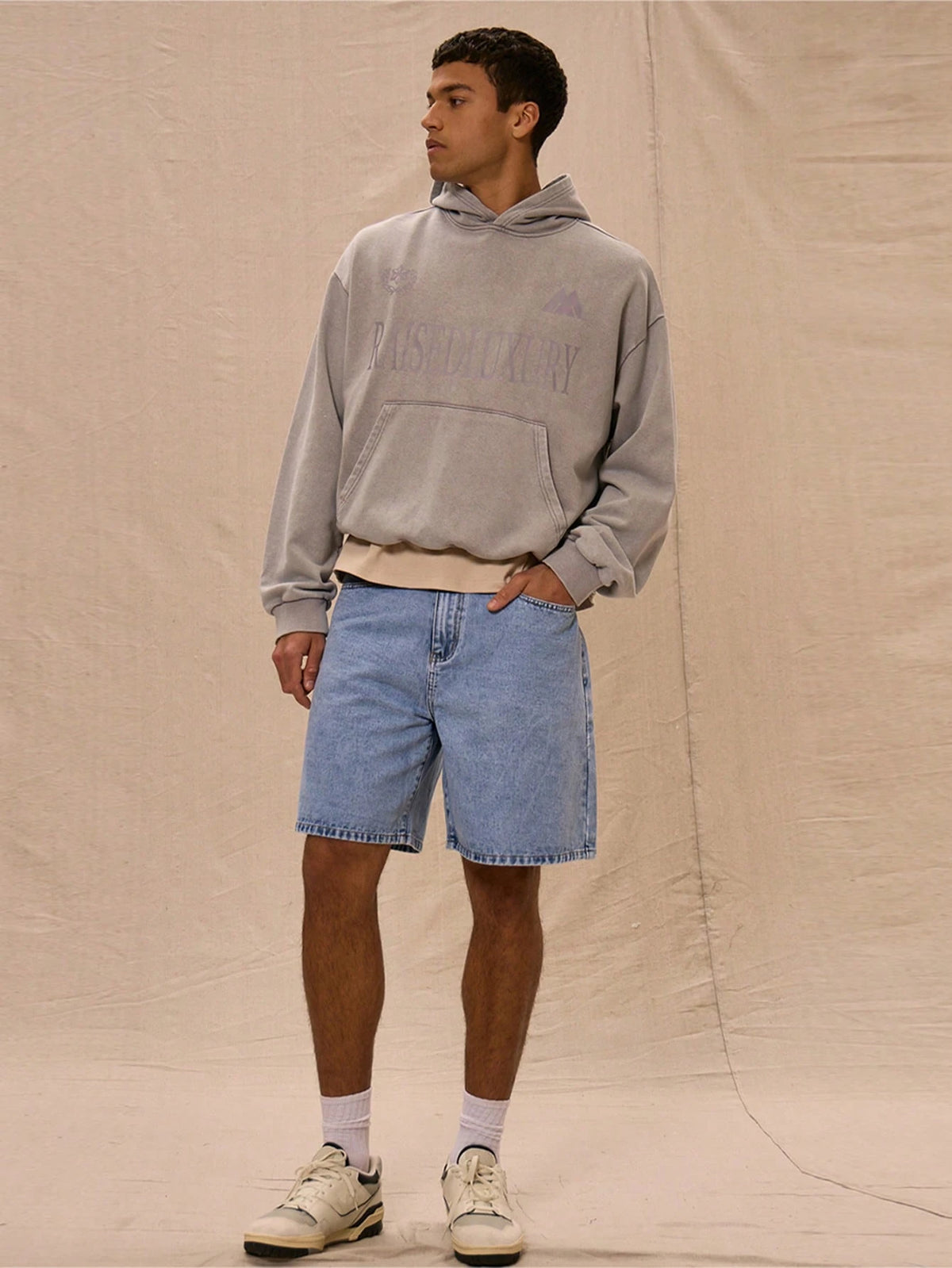 Baby Blue Washed Denim Shorts