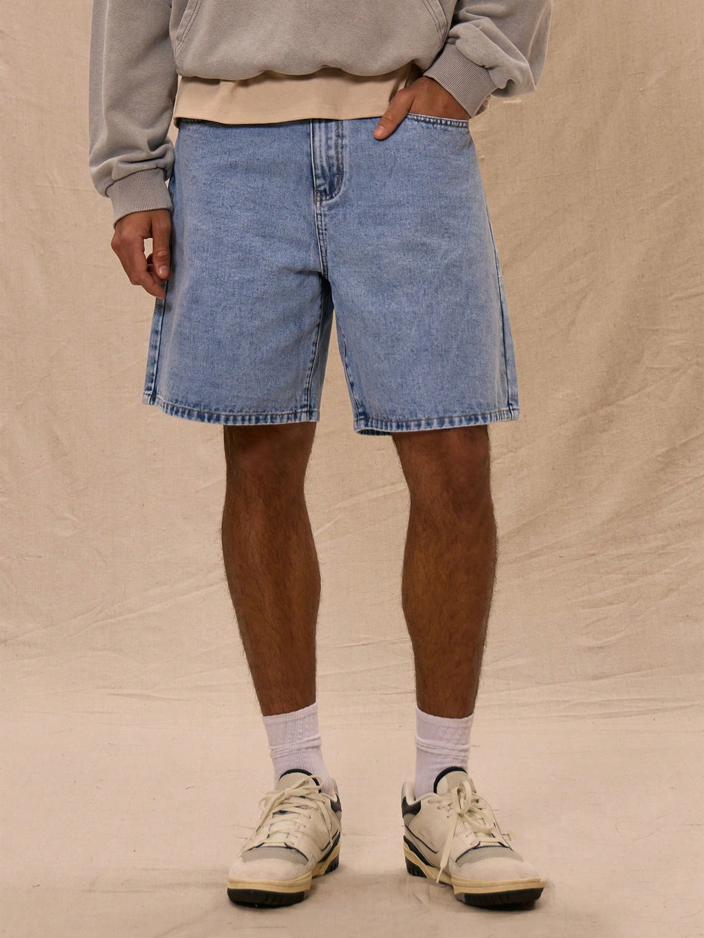 Baby Blue Washed Denim Shorts