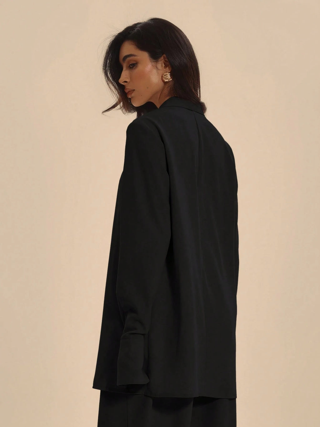 Black Shawl Collar Longline Shirt