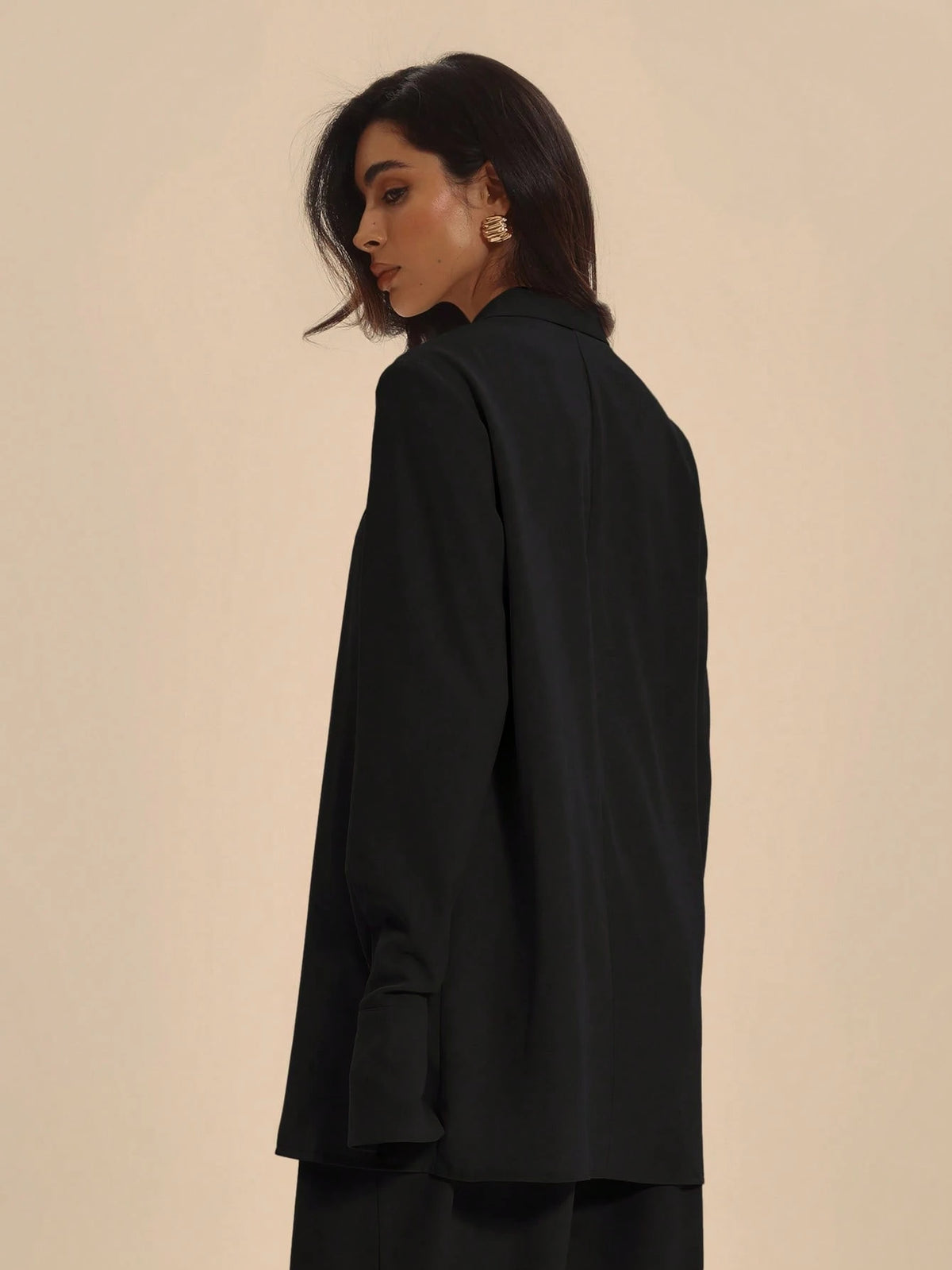 Black Shawl Collar Longline Shirt