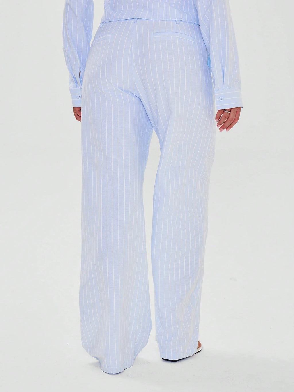 Baby Blue Pinstripe Straight Leg Trousers