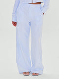 Baby Blue Pinstripe Straight Leg Trousers