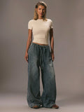 Blue Wide Leg Denim Trousers
