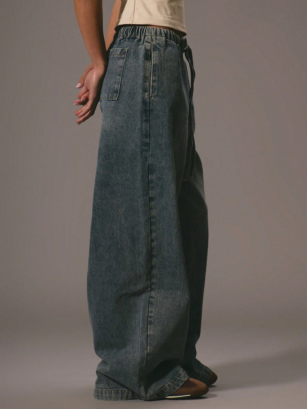 Blue Wide Leg Denim Trousers