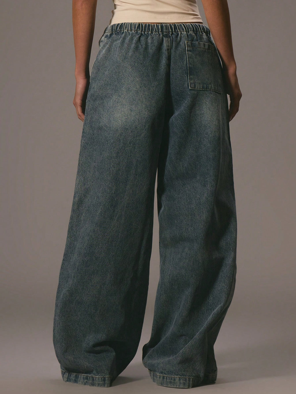 Blue Wide Leg Denim Trousers