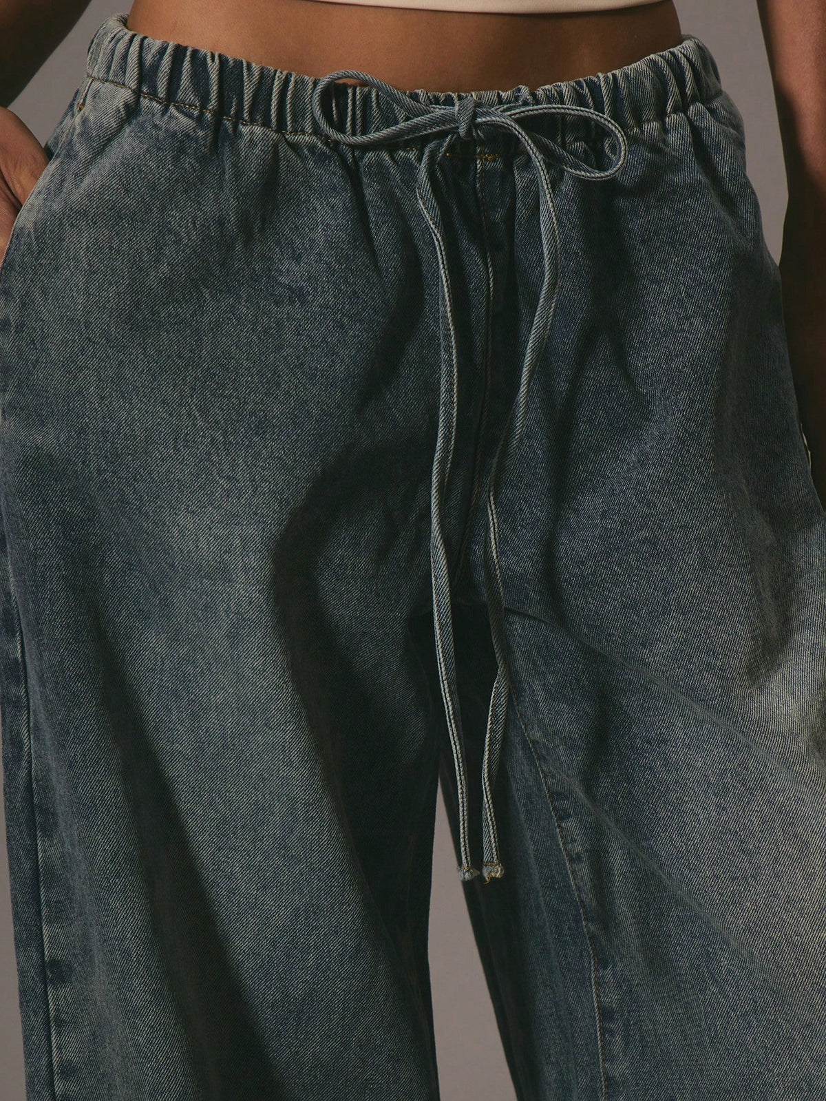 Blue Wide Leg Denim Trousers
