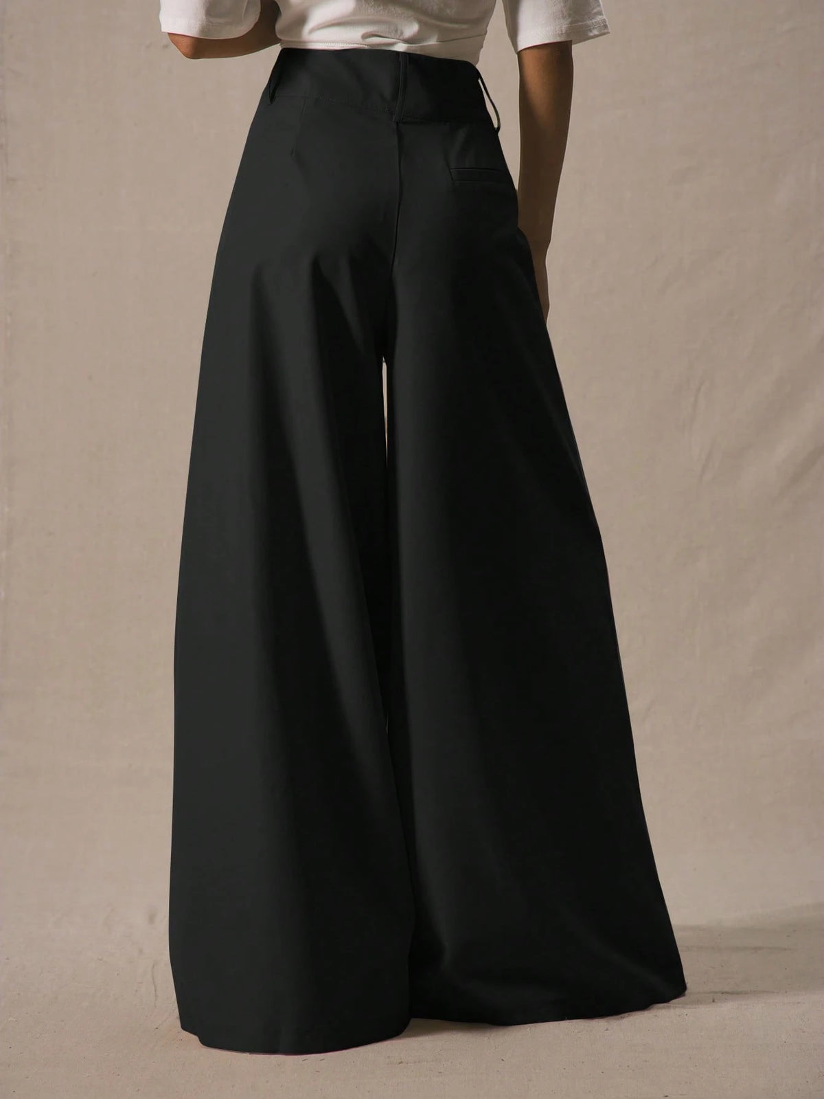 Black Extreme Wide Leg Tailored Trousers