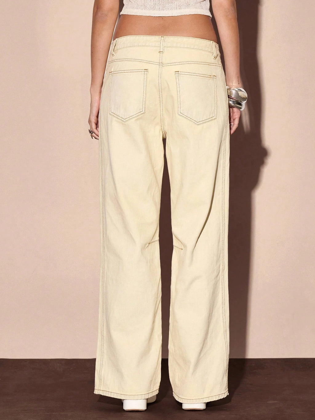 Yellow Washed Straight Leg Jeans