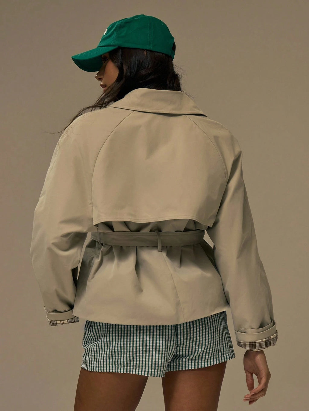 Khaki Cropped Trench Coat