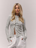 Striped Zip Long Sleeve Top