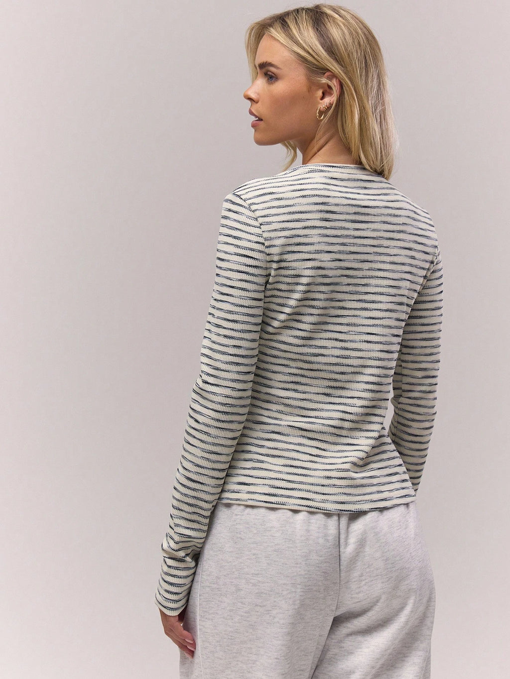 Striped Zip Long Sleeve Top
