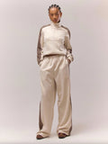 Cream Faux Suede Wide Leg Joggers