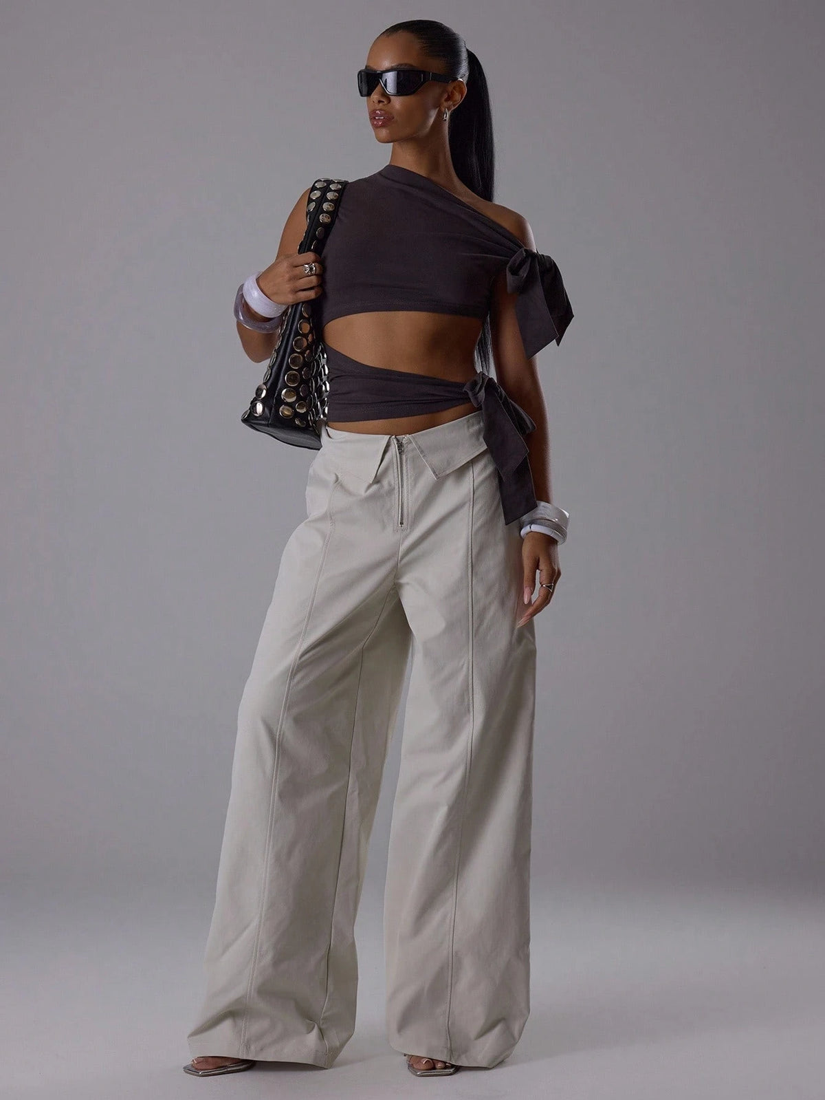 Apricot Wide Leg Structured Trousers