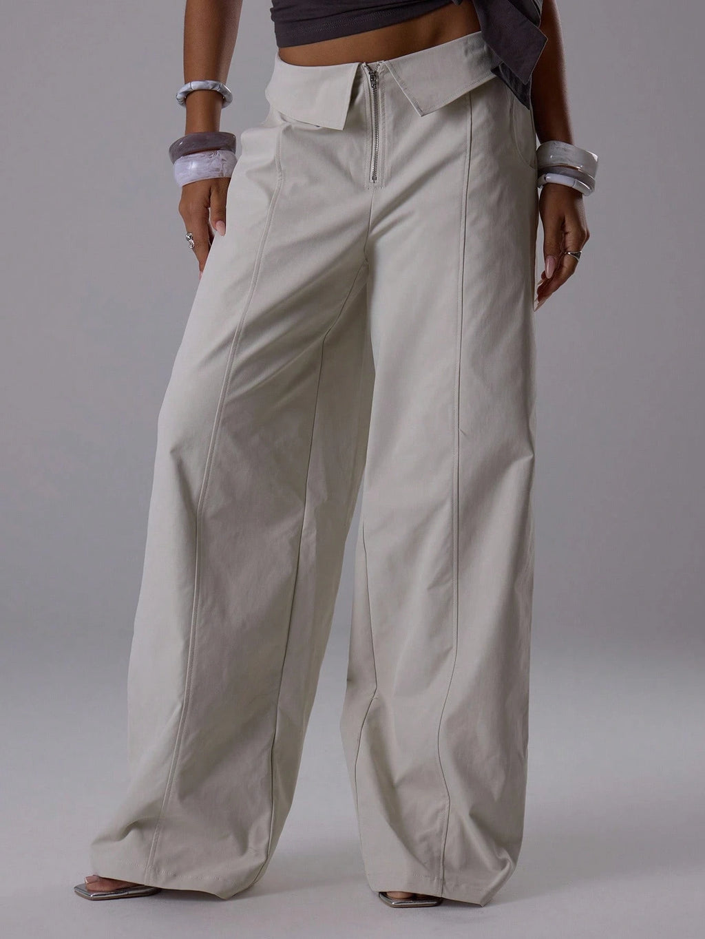 Apricot Wide Leg Structured Trousers