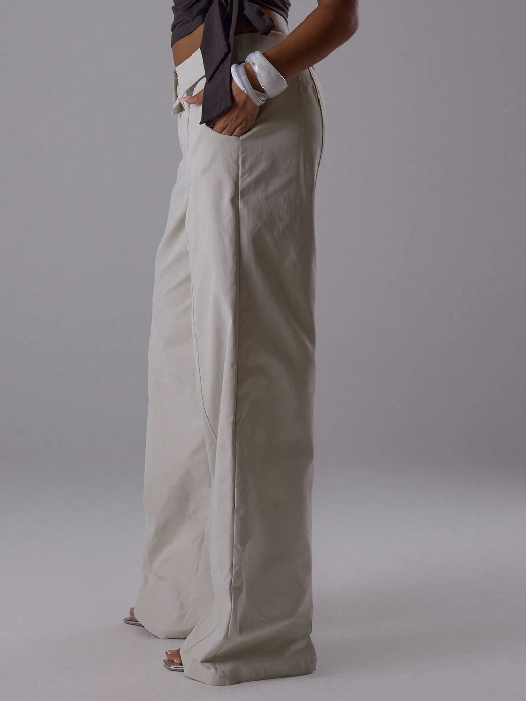Apricot Wide Leg Structured Trousers