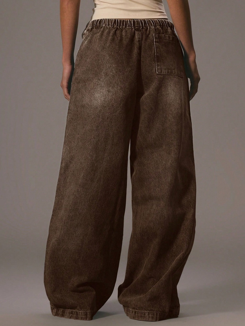 Brown Wide Leg Denim Trousers