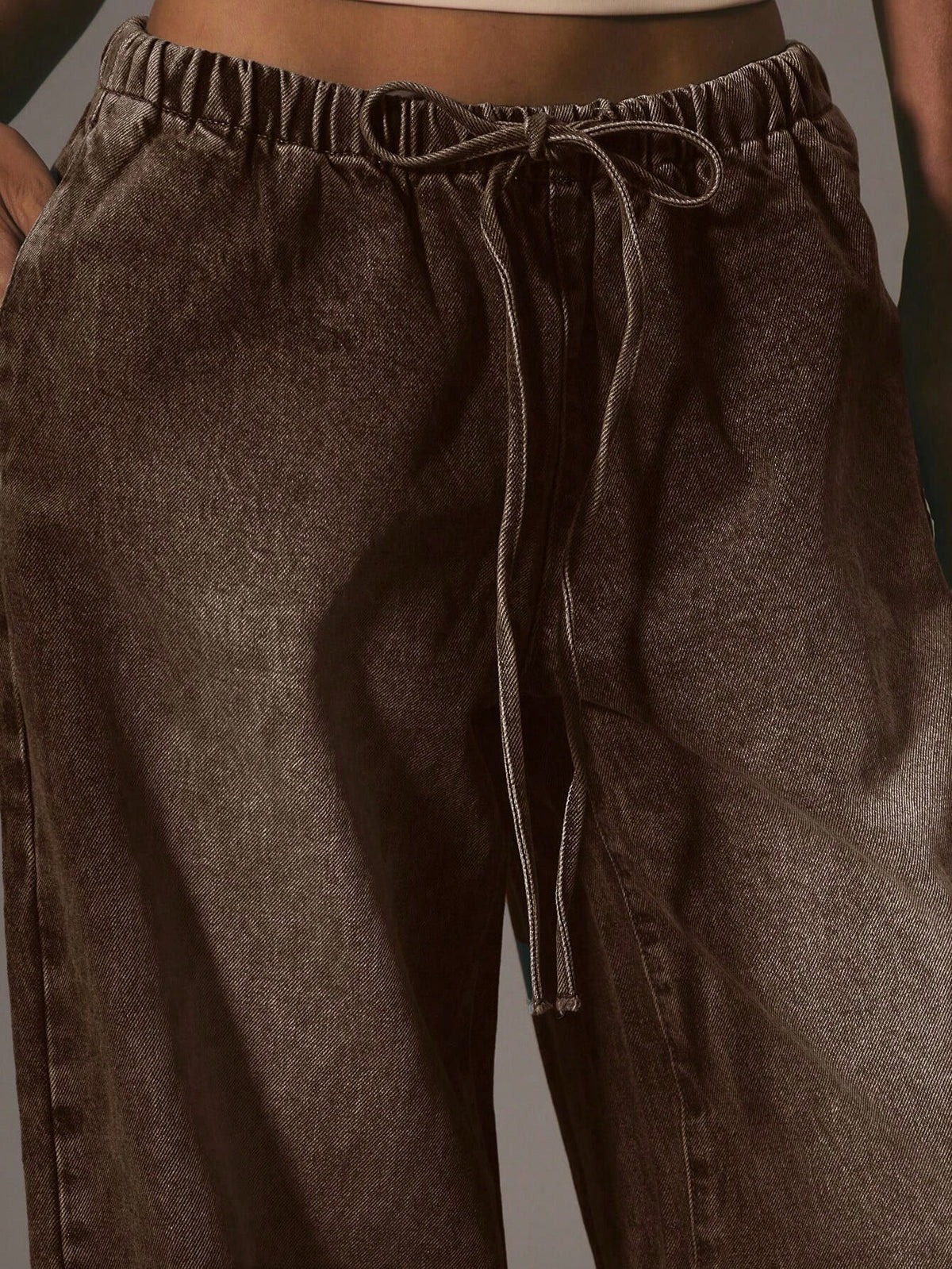 Brown Wide Leg Denim Trousers