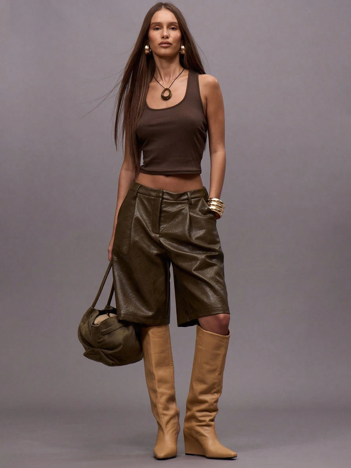 Faux Leather Bermuda Shorts