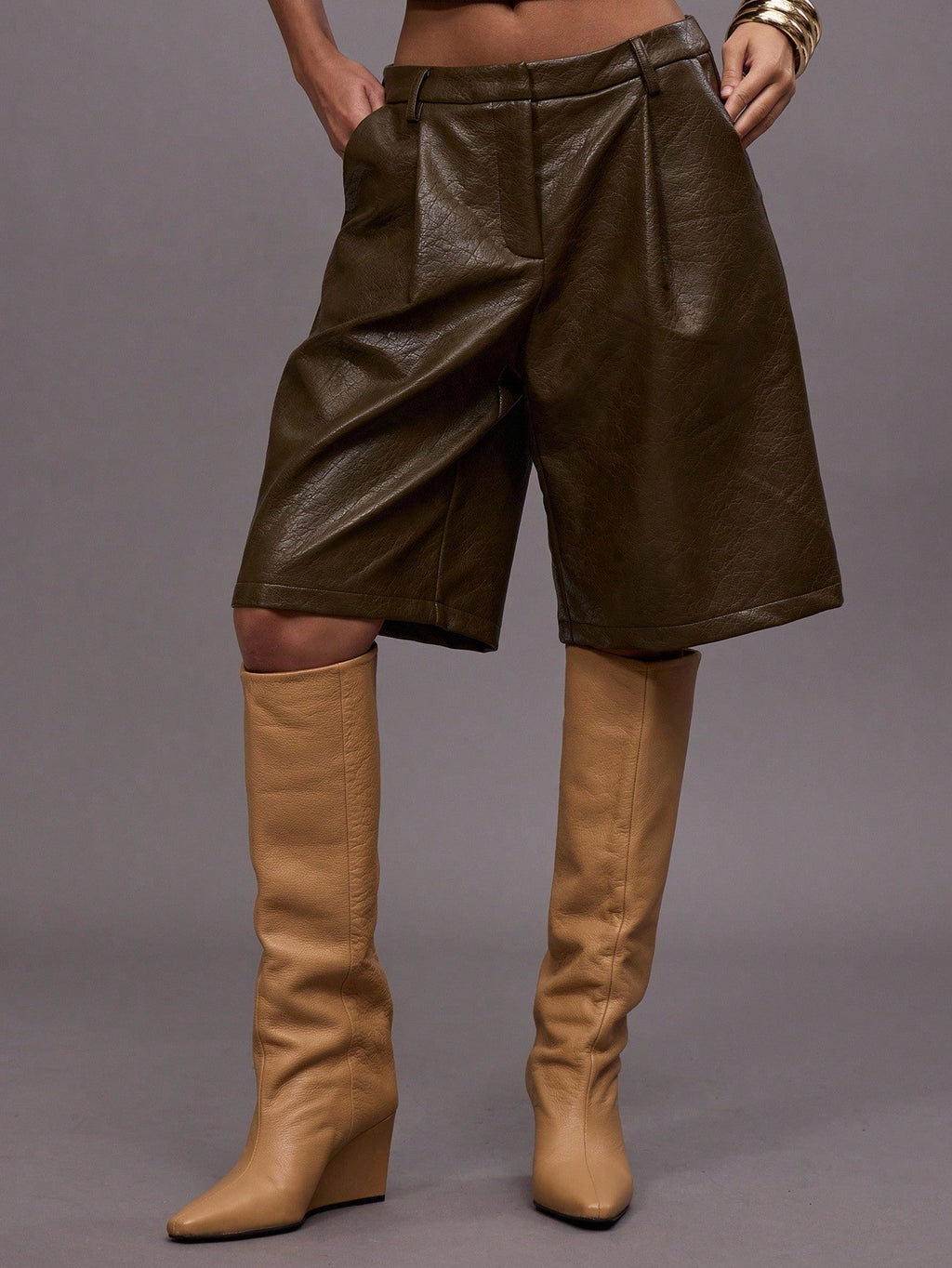 Faux Leather Bermuda Shorts